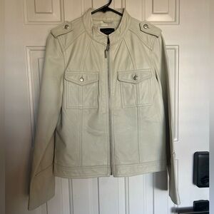 Attention Cream Leather Jacket